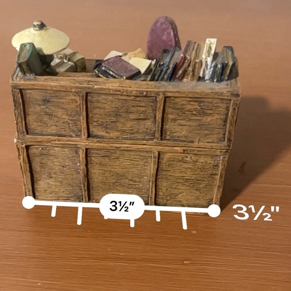 Figi Graphics Cat Books Desk Office Library Cozy Resin Trinket Vintage Box 3.5" - Picture 9 of 10